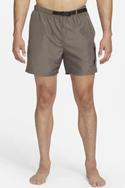 Nike - Belted Packable 5" Volley Short (Ironstone) -Nike Swim Equipment Discount Store nike belted packable 5 volley short ironstone 6