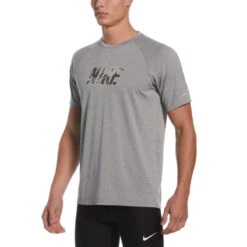 Nike Swim Equipment Discount Store 18 Nike - Collage Logo Short Sleeve Hydroguard (Particle Grey)