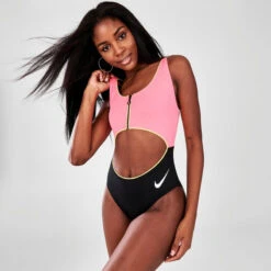 Nike - Colorblock Cutout One Piece (Black) -Nike Swim Equipment Discount Store nike colorblock cutout one piece black 6