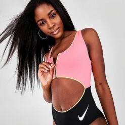 Nike - Colorblock Cutout One Piece (Black) -Nike Swim Equipment Discount Store nike colorblock cutout one piece black 8