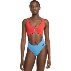 Nike - Colorblock Cutout One Piece (Bright Crimson)