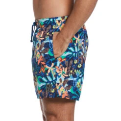 Nike - Electric Floral Icon 5" Volley Short (Midnight Navy) -Nike Swim Equipment Discount Store nike electric floral icon 5 volley short midnight navy 3