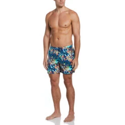 Nike - Electric Floral Icon 5" Volley Short (Midnight Navy) -Nike Swim Equipment Discount Store nike electric floral icon 5 volley short midnight navy 5