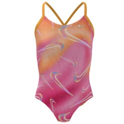 Nike - Girl's Aurora Swoosh Crossback One Piece (Pink Spell) -Nike Swim Equipment Discount Store nike girls aurora swoosh crossback one piece pink spell 3