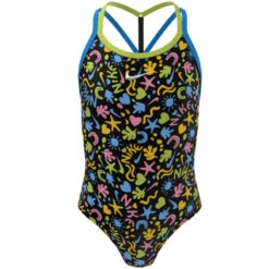 Nike - Girl's Fun Forest T-Crossback One Piece (Black) -Nike Swim Equipment Discount Store nike girls fun forest t crossback one piece black 3