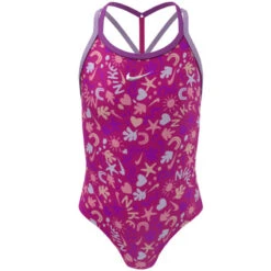 Nike - Girl's Fun Forest T-Crossback One Piece (Pink Prime) -Nike Swim Equipment Discount Store nike girls fun forest t crossback one piece pink prime 3