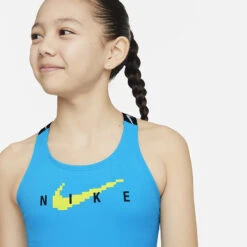 Nike - Girls' Logo Tape Crossback Midkini Set (Blue Lightning) -Nike Swim Equipment Discount Store nike girls logo tape crossback midkini set blue lightning 3