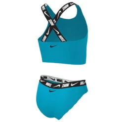 Nike - Girls' Logo Tape Crossback Midkini Set (Blue Lightning) -Nike Swim Equipment Discount Store nike girls logo tape crossback midkini set blue lightning 6