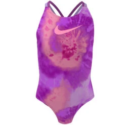 Nike - Girls' Tie Dye Spiderback One Piece (Laser Purple) -Nike Swim Equipment Discount Store nike girls tie dye spiderback one piece laser purple 3