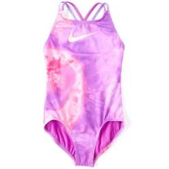 Nike - Girls' Tie Dye Spiderback One Piece (Laser Purple) -Nike Swim Equipment Discount Store nike girls tie dye spiderback one piece laser purple 4