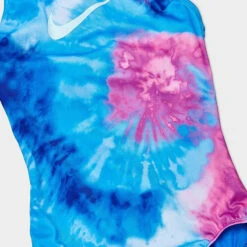 Nike - Girls' Tie Dye Spiderback One Piece (Photo Blue) -Nike Swim Equipment Discount Store nike girls tie dye spiderback one piece photo blue 4