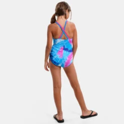 Nike - Girls' Tie Dye Spiderback One Piece (Photo Blue) -Nike Swim Equipment Discount Store nike girls tie dye spiderback one piece photo blue 7