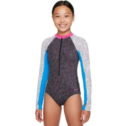 Nike - Girls' Water Dots Long Sleeve One Piece (Black)