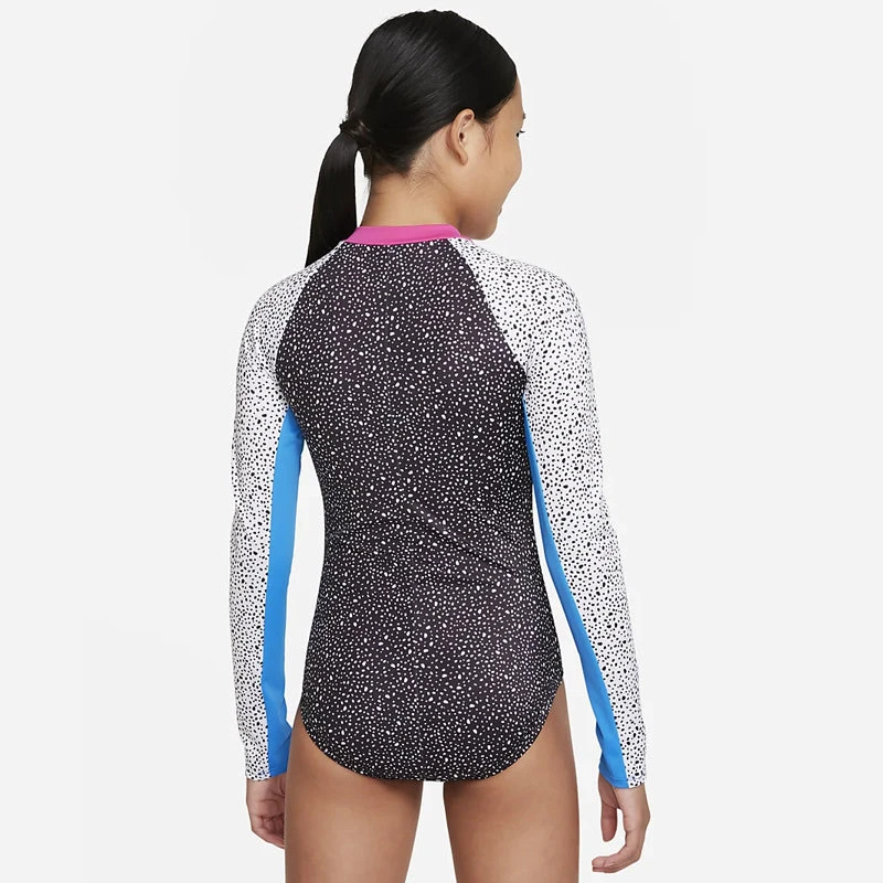 Nike - Girls' Water Dots Long Sleeve One Piece (Black) 2 Nike - Girls' Water Dots Long Sleeve One Piece (Black) - Image 2
