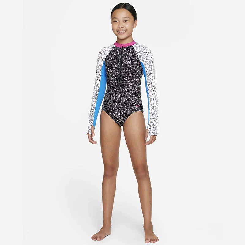 Nike - Girls' Water Dots Long Sleeve One Piece (Black) 4 Nike - Girls' Water Dots Long Sleeve One Piece (Black) - Image 4