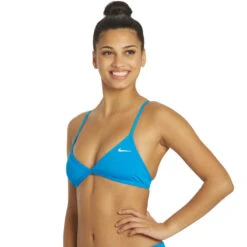 Nike - Hydrastrong Solid Tie Back Bikini Top (Photo Blue) -Nike Swim Equipment Discount Store nike hydrastrong solid tie back bikini top photo blue 4