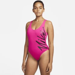 Nike - Multi Logo U-Back One Piece (Pink Prime) -Nike Swim Equipment Discount Store nike multi logo u back one piece pink prime 10