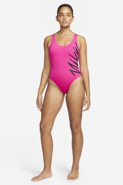 Nike - Multi Logo U-Back One Piece (Pink Prime) -Nike Swim Equipment Discount Store nike multi logo u back one piece pink prime 12