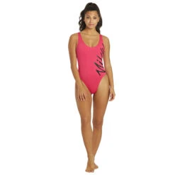 Nike - Multi Logo U-Back One Piece (Pink Prime) -Nike Swim Equipment Discount Store nike multi logo u back one piece pink prime 5