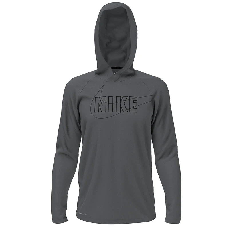 Nike - Outline Logo Long Sleeve Hooded Hydroguard (Iron Grey) 3 Nike - Outline Logo Long Sleeve Hooded Hydroguard (Iron Grey) - Image 3