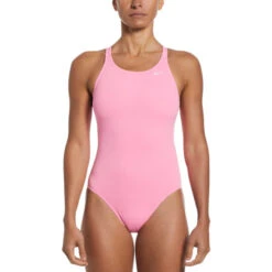 Nike - Poly Solid Hydrastrong Fastback One Piece (Polarized Pink) -Nike Swim Equipment Discount Store nike poly solid hydrastrong fastback one piece polarized pink 6