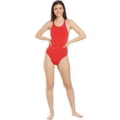 Nike - Poly Solid Hydrastrong Fastback One Piece (University Red) -Nike Swim Equipment Discount Store nike poly solid hydrastrong fastback one piece university red 5