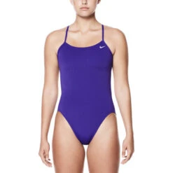 Nike - Solid Hydrastrong Cutout One Piece (Court Purple) -Nike Swim Equipment Discount Store nike solid hydrastrong cut out one piece swimsuit court purple 6