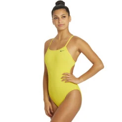 Nike - Solid Hydrastrong Cutout One Piece (Varsity Maize) -Nike Swim Equipment Discount Store nike solid hydrastrong cutout one piece varsity maize 4