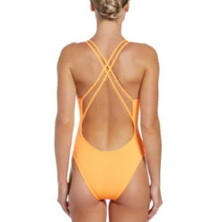 Nike - Solid Hydrastrong Spiderback One Piece (Bright Citrus) -Nike Swim Equipment Discount Store nike solid hydrastrong spiderback one piece bright citrus 7