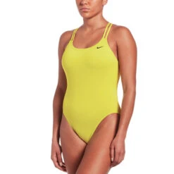 Nike - Solid Hydrastrong Spiderback One Piece (Varsity Maize) -Nike Swim Equipment Discount Store nike solid hydrastrong spiderback one piece varsity maize 6