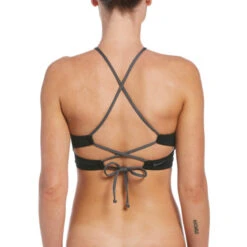 Nike - Solid Lace-Up High Neck Bikini Top (Black) -Nike Swim Equipment Discount Store nike solid lace up high neck bikini top black 7