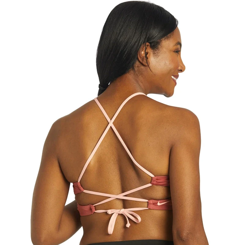 Nike - Solid Lace-Up High Neck Bikini Top (Canyon Rust) 3 Nike - Solid Lace-Up High Neck Bikini Top (Canyon Rust) - Image 3
