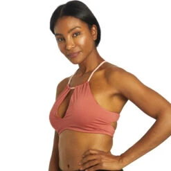 Nike - Solid Lace-Up High Neck Bikini Top (Canyon Rust) 11 Nike - Solid Lace-Up High Neck Bikini Top (Canyon Rust) -Nike Swim Equipment Discount Store nike solid lace up high neck bikini top canyon rust 4