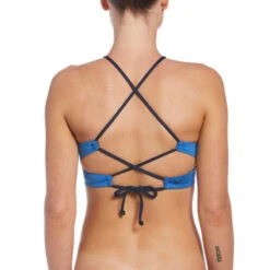 Nike - Solid Lace-Up High Neck Bikini Top (Pacific Blue) -Nike Swim Equipment Discount Store nike solid lace up high neck bikini top pacific blue 7