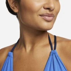 Nike - Solid Lace-Up High Neck Bikini Top (Pacific Blue) -Nike Swim Equipment Discount Store nike solid lace up high neck bikini top pacific blue 9