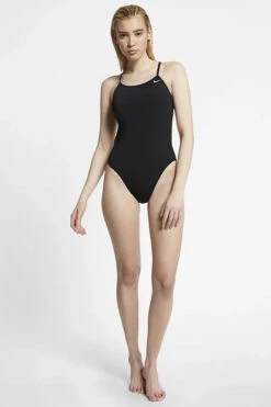 Nike - Poly Solid Hydrastrong Cutout One Piece (Black) -Nike Swim Equipment Discount Store nike swim poly solid hydrastrong cut out one piece swimsuit black 5