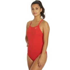 Nike - Swim Women's Solid Racerback One Piece (University Red) -Nike Swim Equipment Discount Store nike swim womens solid racerback one piece university red 4