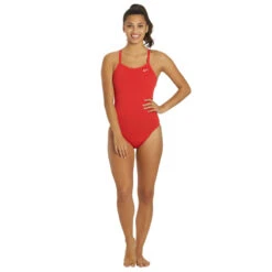 Nike - Swim Women's Solid Racerback One Piece (University Red) -Nike Swim Equipment Discount Store nike swim womens solid racerback one piece university red 5