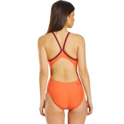 Nike - Tilt Logo Racerback One Piece Swimsuit (Bright Coral) -Nike Swim Equipment Discount Store nike tilt logo racerback one piece swimsuit bright coral 3