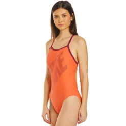 Nike - Tilt Logo Racerback One Piece Swimsuit (Bright Coral) -Nike Swim Equipment Discount Store nike tilt logo racerback one piece swimsuit bright coral 4