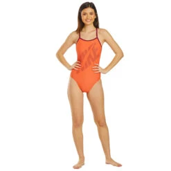 Nike - Tilt Logo Racerback One Piece Swimsuit (Bright Coral) -Nike Swim Equipment Discount Store nike tilt logo racerback one piece swimsuit bright coral 5