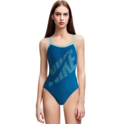 Nike - Tilt Logo Racerback One Piece Swimsuit (Industrial Blue)