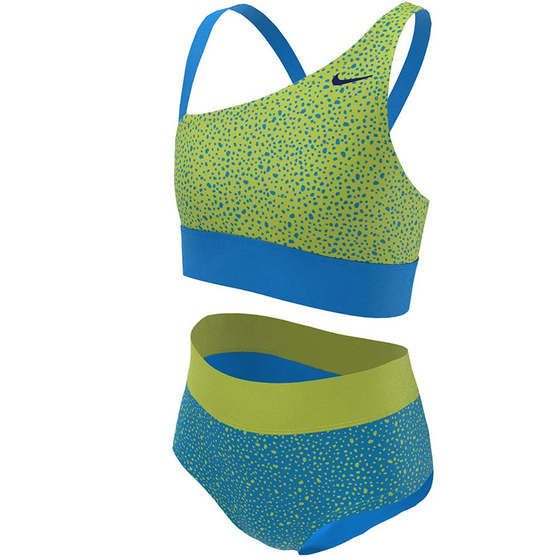 Nike - Water Dots Asymmetrical Top & High Waist Bikini Set (Photo Blue) 5 Nike - Water Dots Asymmetrical Top & High Waist Bikini Set (Photo Blue) - Image 5