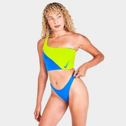 Nike - Women's Color Block Reversible Sling Bikini Bottom (Pacific Blue) -Nike Swim Equipment Discount Store nike womens color block reversible sling bikini bottom pacific blue 9