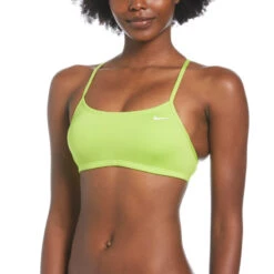 Nike - Women's Essential Racerback Bikini Top (Atomic Green) -Nike Swim Equipment Discount Store nike womens essential racerback bikini top atomic green 7
