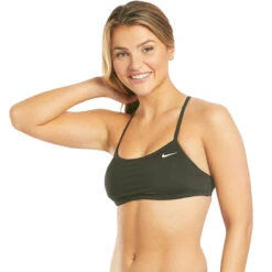 Nike - Women's Essential Racerback Bikini Top (Galactic Jade) -Nike Swim Equipment Discount Store nike womens essential racerback bikini top galactic jade 4