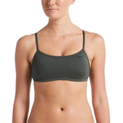 Nike - Women's Essential Racerback Bikini Top (Galactic Jade) -Nike Swim Equipment Discount Store nike womens essential racerback bikini top galactic jade 6