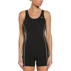 Nike - Women's Poly Solid Legsuit (Black) -Nike Swim Equipment Discount Store nike womens poly solid legsuit black 4