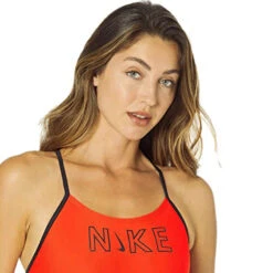 Nike - Women's Swim Logo Cutout One Piece (Bright Crimson) -Nike Swim Equipment Discount Store nike womens swim logo cutout one piece bright crimson 3