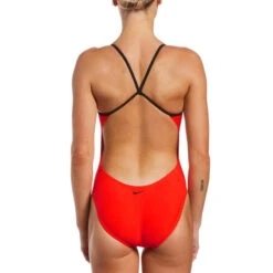 Nike - Women's Swim Logo Cutout One Piece (Bright Crimson) -Nike Swim Equipment Discount Store nike womens swim logo cutout one piece bright crimson 5